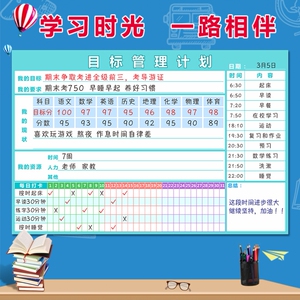 学生目标卡片墙贴管理计划表贴墙学习打卡表高考倒计时考研自律神