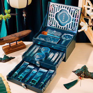 尤莉尤拉青荷韵美妆护肤套盒东方佳人妆奁化妆刷彩妆套装十八件套