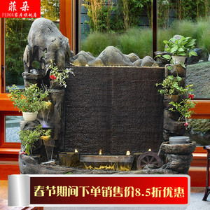 大型流水景观庭院假山水幕墙别墅摆件礼品轮开业v流水装饰风水昌平别墅168万图片