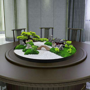 大圆餐桌中间转盘摆件盆景桌芯微景观圆桌摆花转盘中式花艺装饰