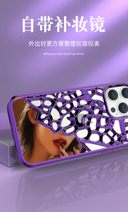 ALT-苹果iPhone11iPhone12iPhone13iPhone14iPhone15镂空散热镀金全包自带化妆镜手机壳