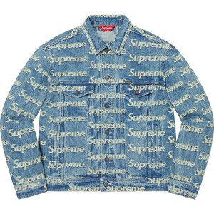 supreme 21ss frayed logos denim trucker 满印弹幕牛仔夹克外套