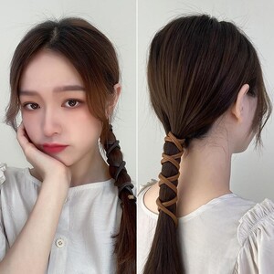 法式皮革绑带扎高马尾发绳少女感简约网红2022年新款头饰头绳