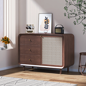 屏风隔断客厅鞋柜玄关柜一体藤编日式系现代简约进门入户收纳斗柜