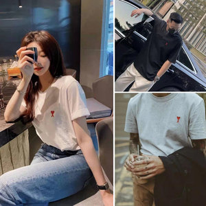 法系潮牌amit恤男女刺绣小爱心短袖纯色红心圆领陈伟霆明星同款