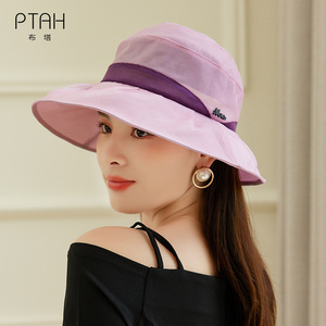 布塔大沿防紫外线中年妈妈桑蚕丝防晒凉帽帽子女士真丝夏季遮阳帽