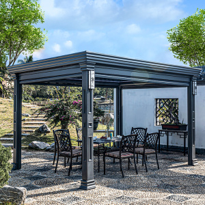 户外铝合金凉亭庭院别墅百叶电动遮阳棚花园现代新中式阳光房亭子