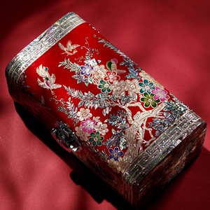 螺钿漆器珠宝饰品首饰盒高档收纳盒木质复古典韩国欧式结婚礼品盒
