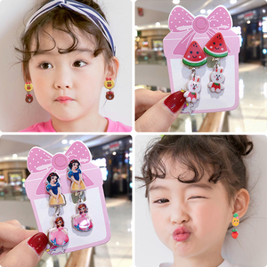 儿童耳夹无耳洞耳坠可爱韩国卡通小孩玩具饰品女宝宝礼物耳钉配饰