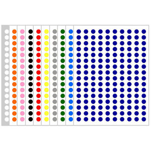 10色混装大小号圆点圆形标签贴纸红色黄色蓝色绿色粉色白色黑色橙色灰色彩色豆可写字圆形分类标识不干胶贴纸