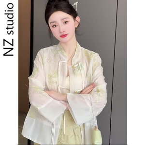 新中式国风重工刺绣盘扣短外套女春季新款轻奢风气质显瘦长袖上衣