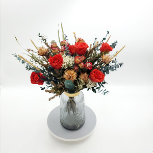 红玫瑰干花花束天然