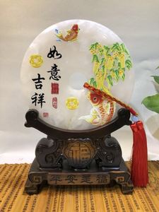 天然玉石平安扣摆件 风水吉祥物 开业礼品 客厅办公室桌家居