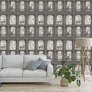 英国风格墙纸乌云猴子建筑壁纸环保纯纸轻奢复古简约壁布美式墙布