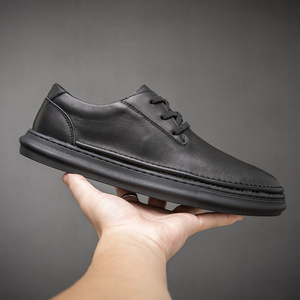 大洋洲袋鼠品牌男鞋黑色休闲皮鞋舒适软底百搭休闲鞋男秋季新品