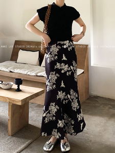 李安妮女装2024夏款韩系小众设计感新中式半身裙女裙摆显瘦裙子