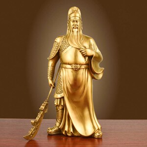 纯铜武财神横刀关公摆件客厅办公室关二爷关羽招财装饰品开业礼品