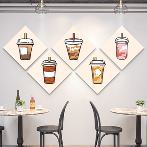 奶茶店挂画糖水铺咖啡店背景墙壁装饰画北欧甜品店餐饮饮品店壁画