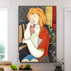 客厅装饰画北欧美女人物小众沙发背景墙挂画民宿走廊卧室抽象壁画