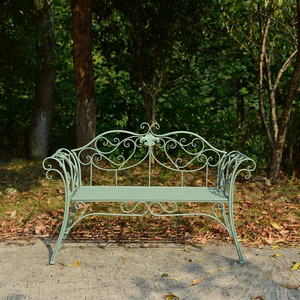美式乡村铁艺双人椅长凳别墅花园庭院装饰休闲椅公园户外靠背椅子