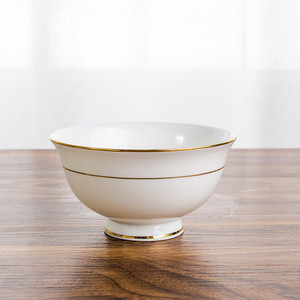 金边高足碗6英寸防烫骨瓷碗家用面碗吃饭碗大号汤碗米饭碗创意碗