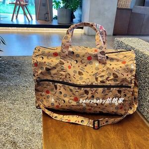 日系新款可爱卡通折叠旅行袋樱桃小丸子收纳包单肩斜挎行李包
