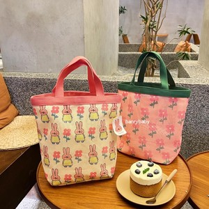 韩国新款可爱网眼沙滩包饭盒袋夏季兔子小花野餐袋妈咪包