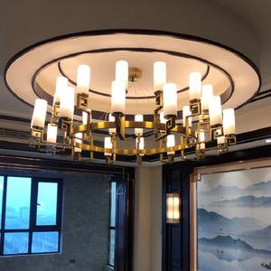 酒店中式餐厅吊灯饭店豪华包间餐饮饭店火锅店客厅全铜新中式灯具