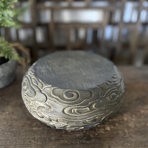 中式复古民族风禅意仿老青石雕祥云摆件手作茶壶垫佛像奇石底座