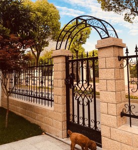 新中式花园门户外半圆拱形门婚庆开业爬藤拱形花架防锈小铁门定制