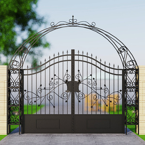 欧式铁艺别墅花园拱形门铁门庭院门入户防盗围栏门户外院子门定制