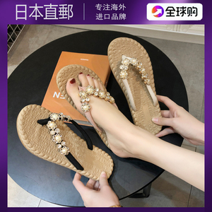 日本Maje Franch人字拖女夏季外穿西双版纳草编织平底海边凉拖鞋