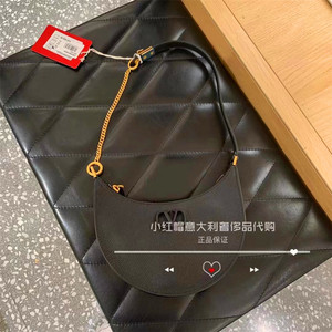 意大利代购valentino华伦天奴新款logo牛皮单肩饺子腋下包