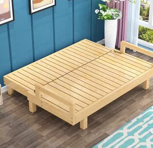 二人推拉沙发床两用撑脚伸缩翻转小户型多用木质实木多功能家居