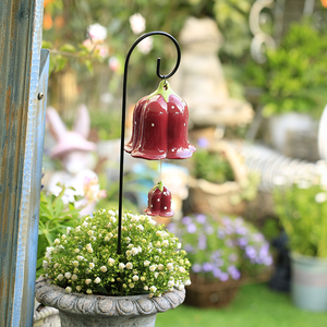 [抖音同款】陶瓷风铃花插摆件 杆子高度60厘米 风铃20厘米