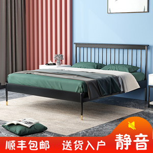 铁艺床双人床1.8米轻奢北欧现代简约单人成人床1.5床出租房铁架床