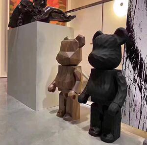 bearbrick fragment 联名 藤原浩 闪电 棕色 黑色 木头 1000% 熊