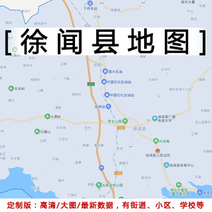 徐闻县地图贴图2022办公室挂图装饰画定制广东湛江行政交通地形图