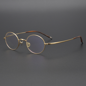 日式儒雅小圆框 纯钛眼镜架男女小脸高度数复古方形眼镜框 超轻量