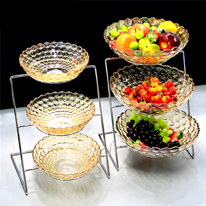 酒店水果盘三层玻璃自助餐展示架子装饰摆件餐厅餐具早餐器皿摆台