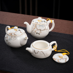 客厅中式小茶壶茶具零配件泡茶壶家用单壶85毫升青花陶瓷简约白瓷