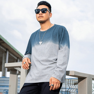 220斤5x6xl加大码长袖t恤男胖子秋季上衣宽松渐变色内搭打底衫潮