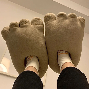 巨人大脚板新款可爱少女大脚丫子保暖时尚棉鞋居家可外穿包头拖鞋