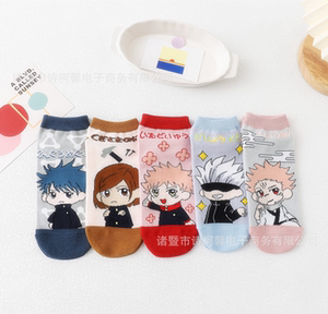 新款日系袜子女秋冬潮 动漫咒术回战q版五条悟虎杖悠人船袜棉袜