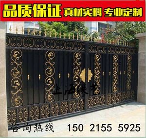 上海铁艺大门庭院门欧式铁艺对开门进户门遥控平移门别墅铁大门