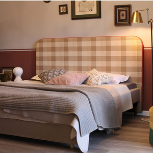 现代简约格子床北欧布艺床港式轻奢ins网红床主卧双人床1.8米软床