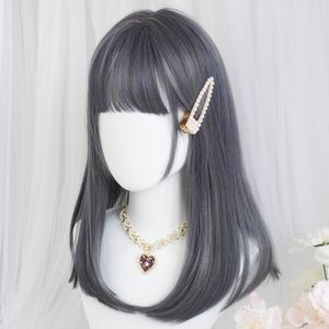 洛丽塔假发雾霾蓝动漫软妹中长发日系二次元cos原宿风女生全头套