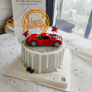 金色红色跑车保时捷汽车模具蛋糕摆件装饰男神爸爸生日亚克力插牌
