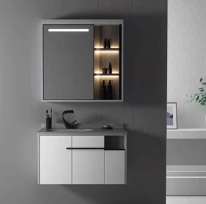 帝富龙卫生间浴室柜现代简约洗手洗脸盆洗漱台一体镜柜套装简约