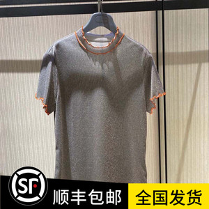 正品哥弟新款女装2021夏季波浪边网纱短袖t恤衫女半袖套头上衣